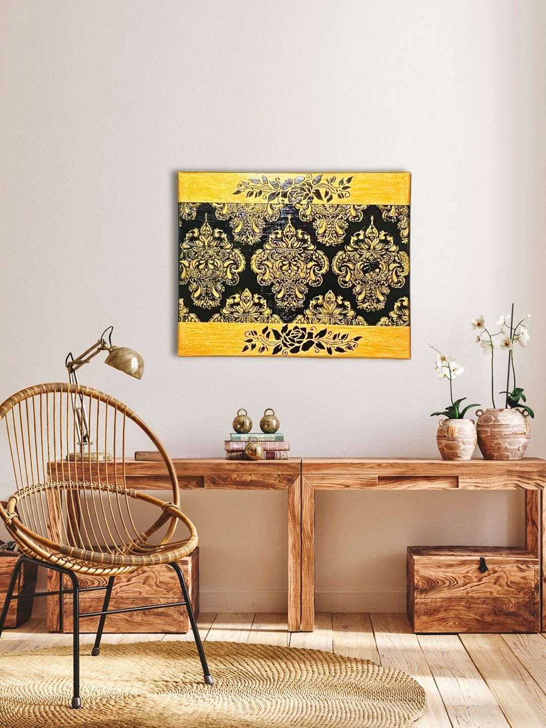 Commissioned Shadows and Gold Mandala Canvas |16x20" Canvas