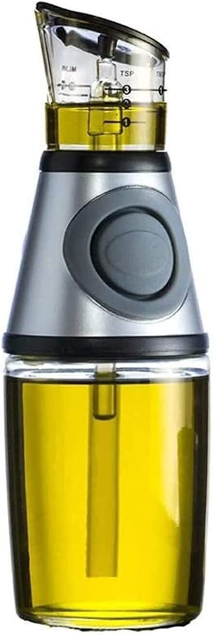 Superior Glass Oil and Vinegar Dispenser,Measuring Oil Pourer for Kitchen,Wide Opening for Easy Refill and Cleaning, Clear Glass Oil Bottle with Scale,8.5 Oz