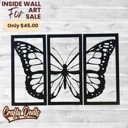 3 Piece Butterfly Inside Wall Art