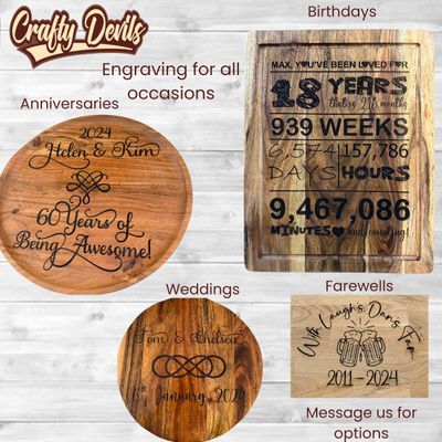 Engraved Wooden Cutting / Serving Boards / Bread Boards