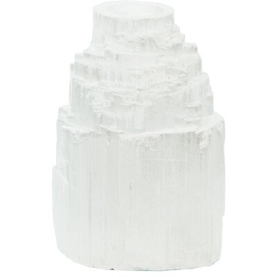 Mini Candle Holder Iceberg White Selenite