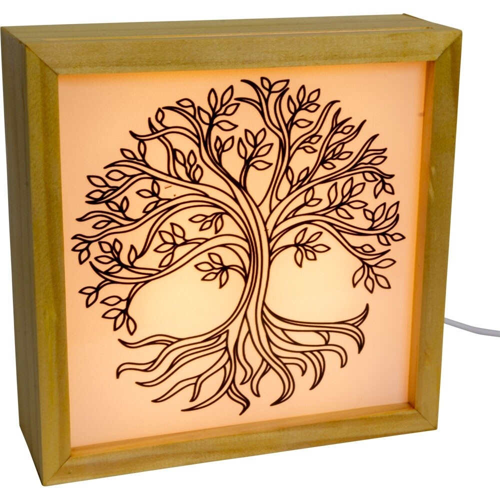 Wood Light Box w/ Changeable Glass &amp; USB Lamp
