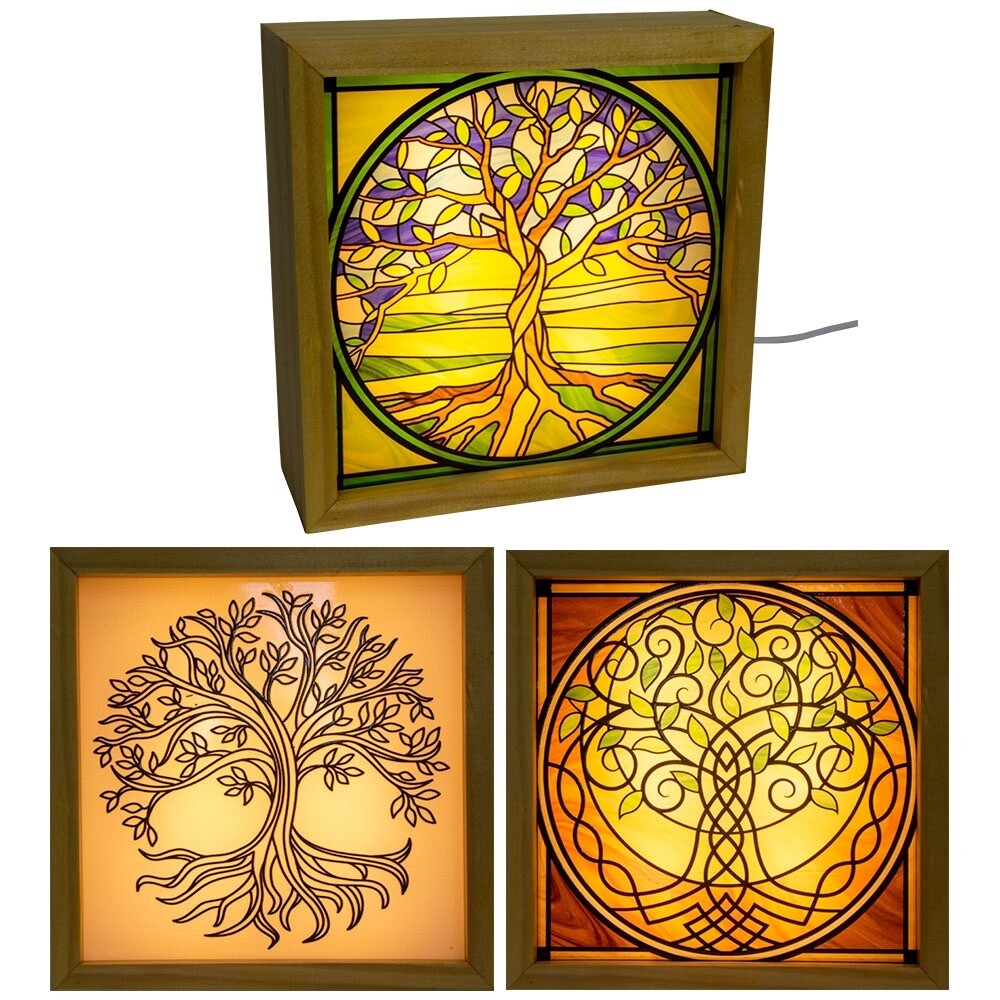 Wood Light Box w/ Changeable Glass &amp; USB Lamp