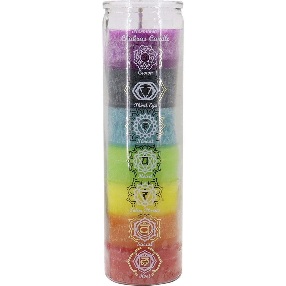 7 Day Glass Prayer Candle - 7 Chakra