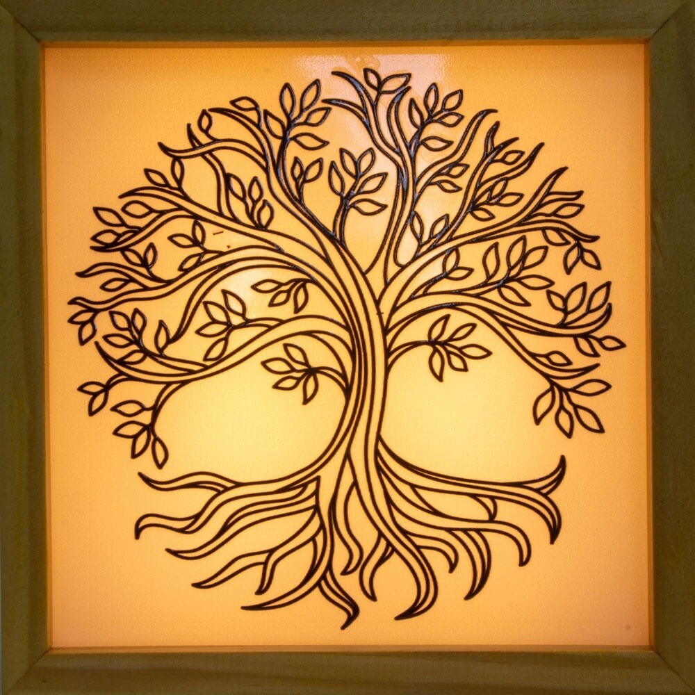 Wood Light Box w/ Changeable Glass &amp; USB Lamp