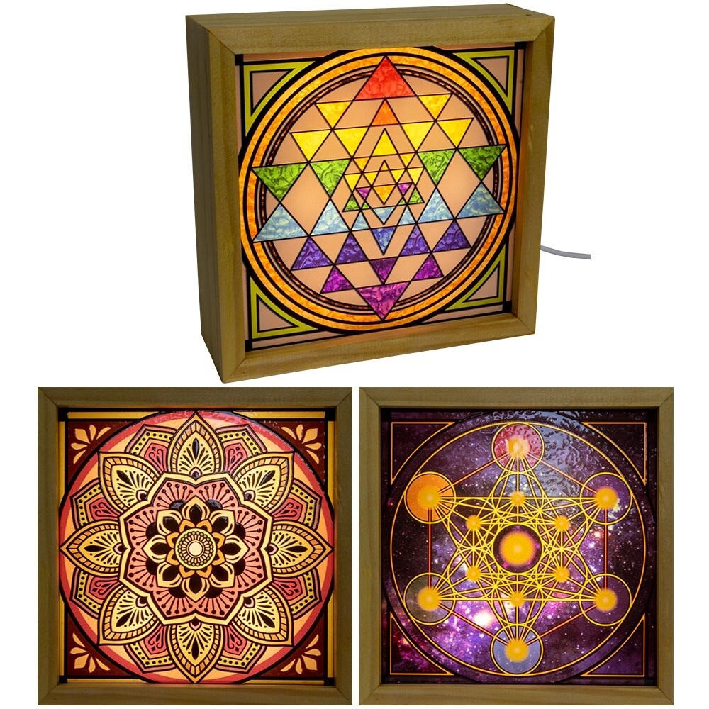 Wood Light Box w/ Changeable Glass &amp; USB Lamp