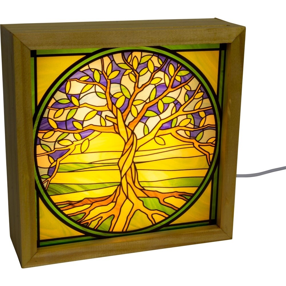 Wood Light Box w/ Changeable Glass &amp; USB Lamp