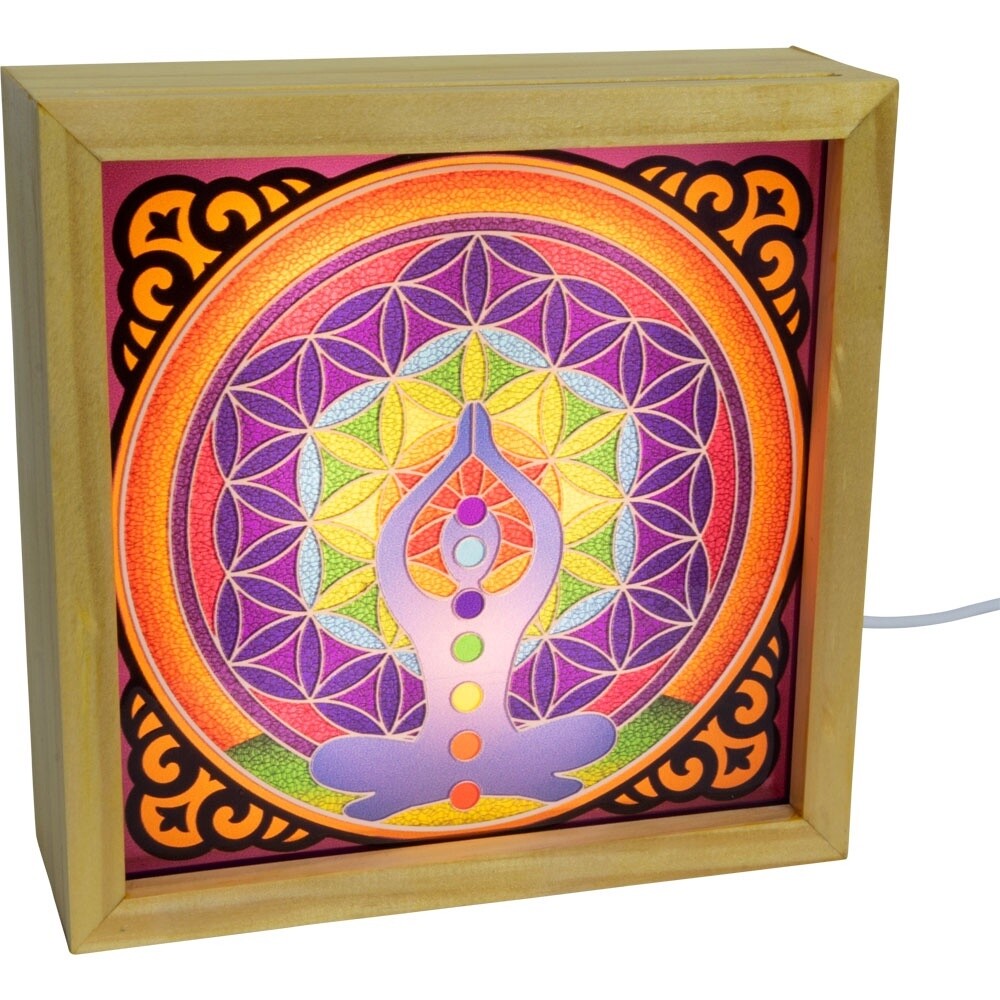 Wood Light Box w/ Changeable Glass &amp; USB Lamp