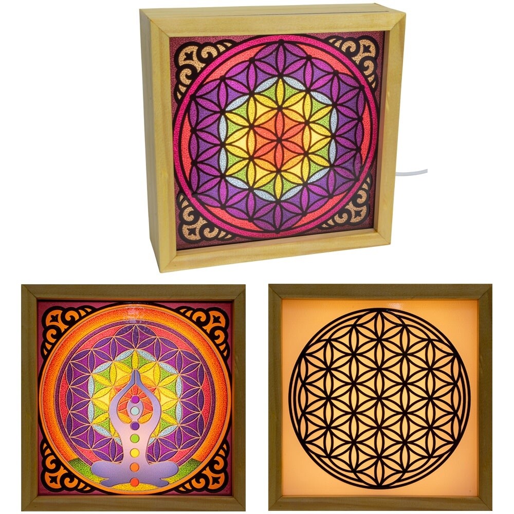 Wood Light Box w/ Changeable Glass &amp; USB Lamp