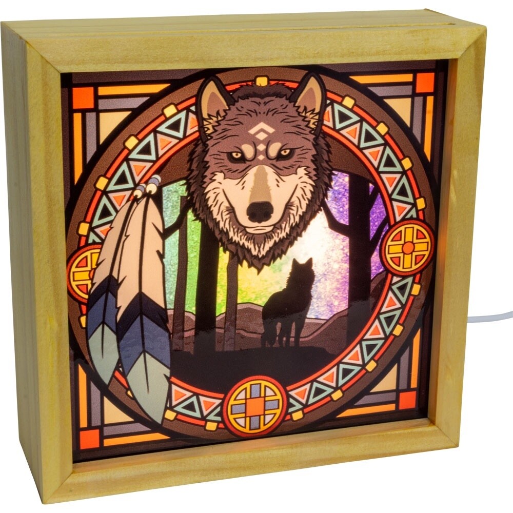 Wood Light Box w/ Changeable Glass &amp; USB Lamp