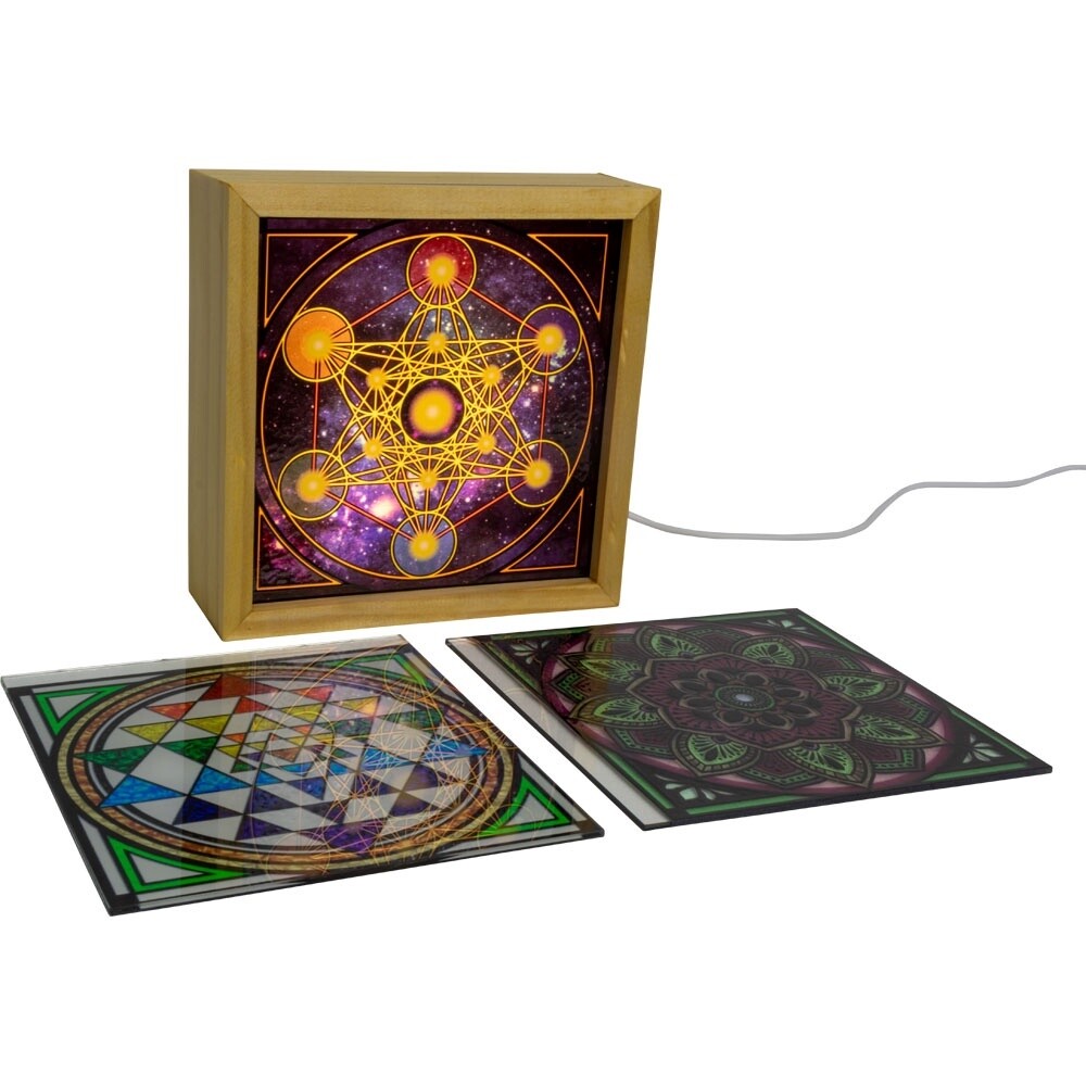 Wood Light Box w/ Changeable Glass &amp; USB Lamp