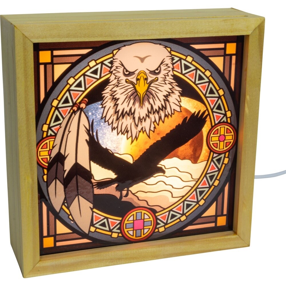 Wood Light Box w/ Changeable Glass &amp; USB Lamp