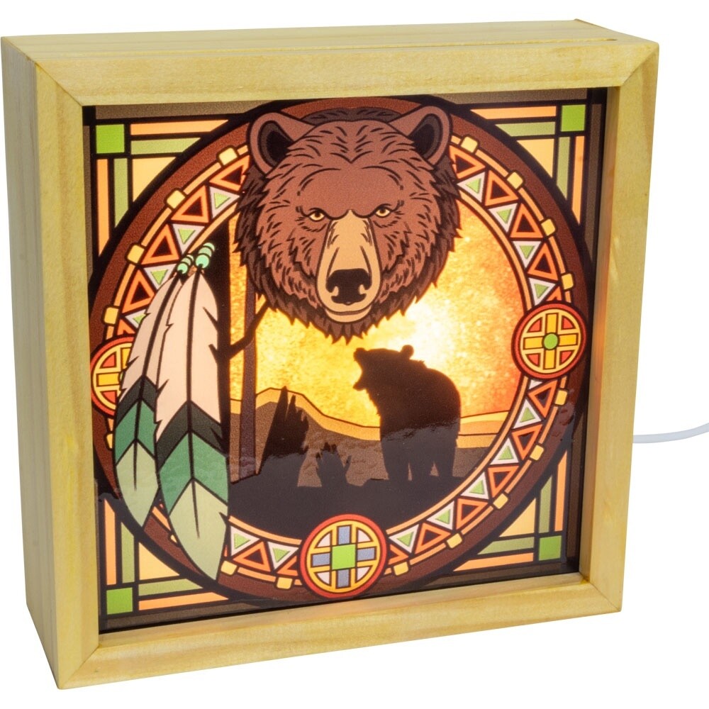 Wood Light Box w/ Changeable Glass &amp; USB Lamp