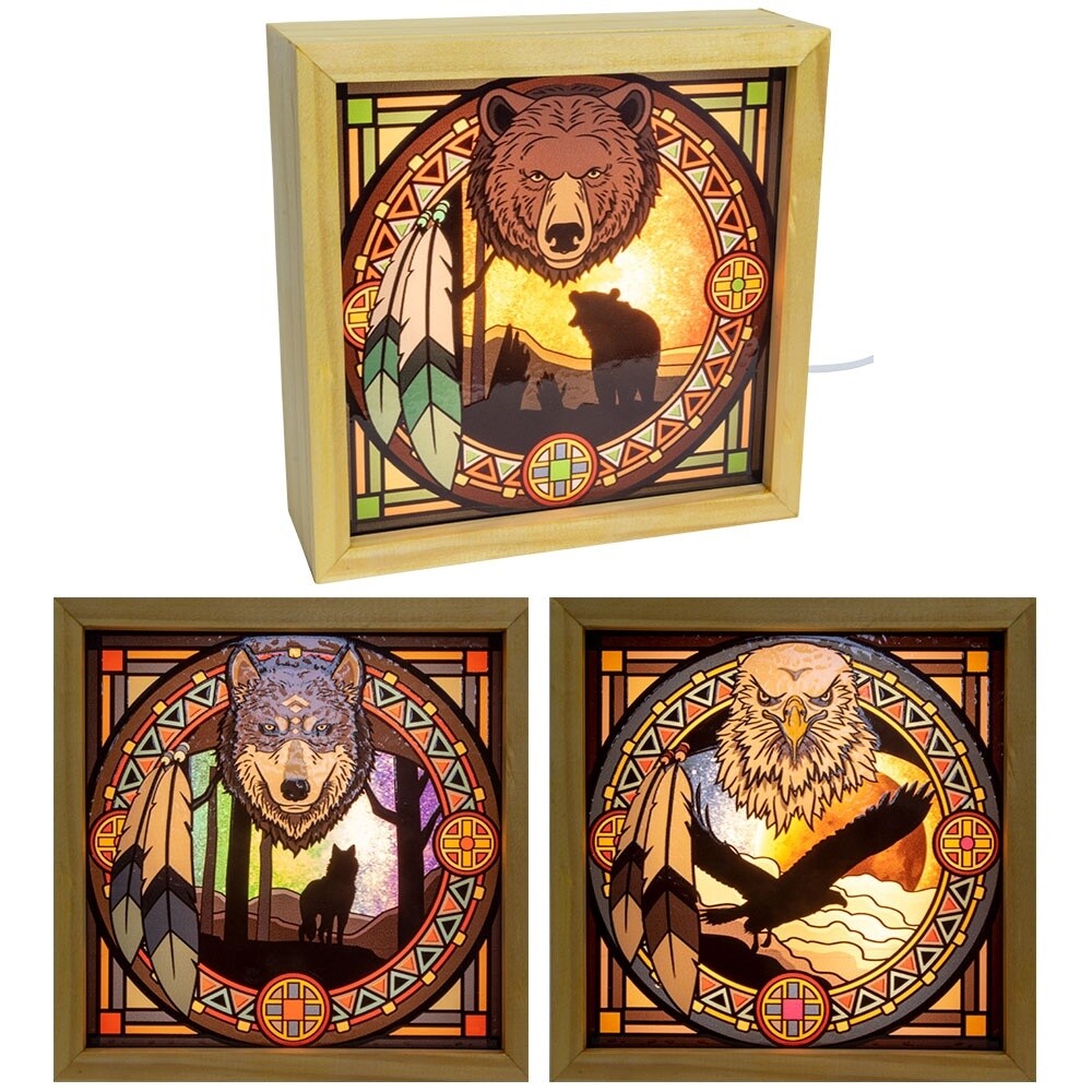 Wood Light Box w/ Changeable Glass &amp; USB Lamp