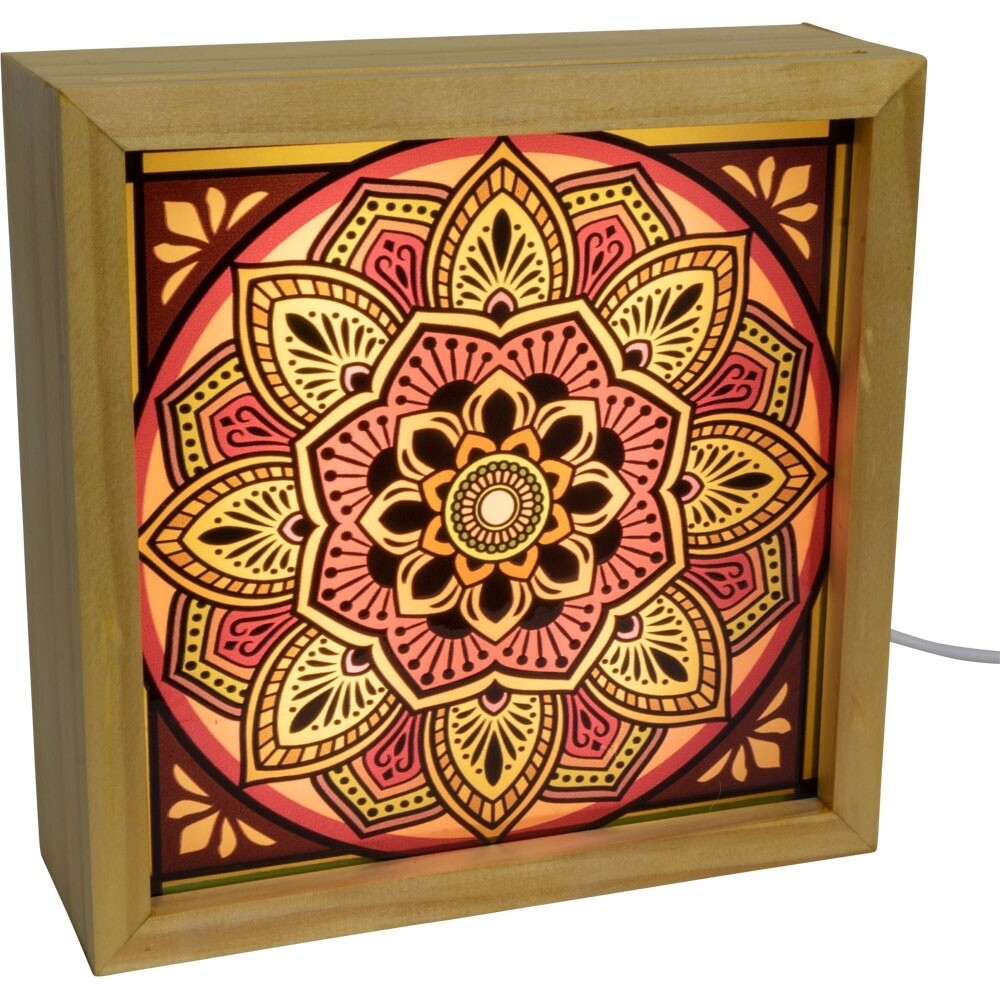 Wood Light Box w/ Changeable Glass &amp; USB Lamp