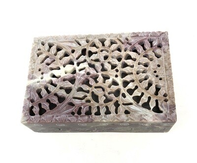 Stone Storage Box Net Carving 6&quot;x4&quot;