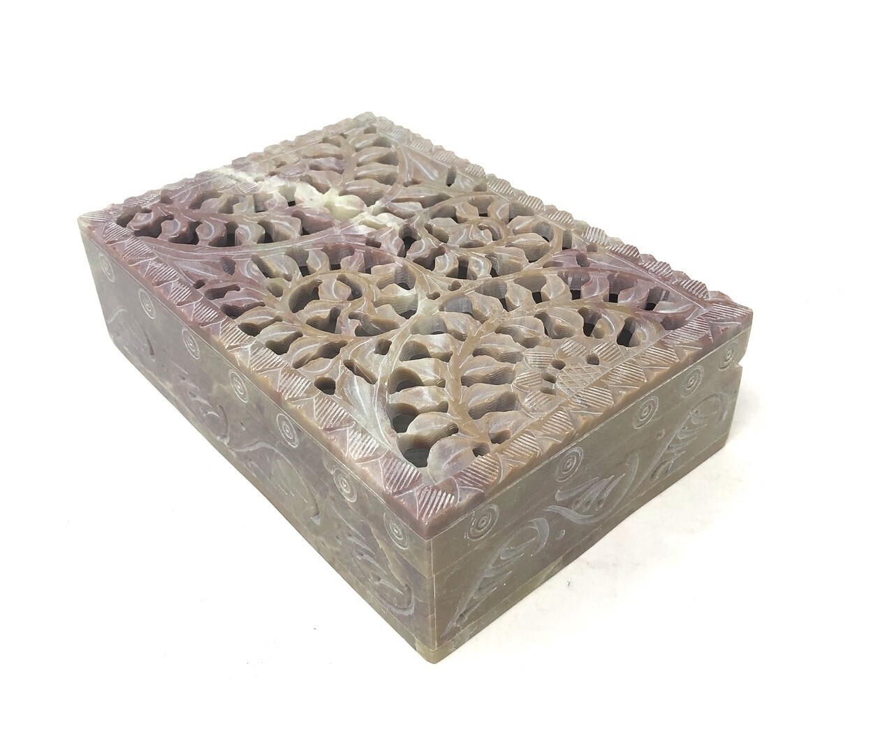 Stone Storage Box Net Carving 6&quot;x4&quot;