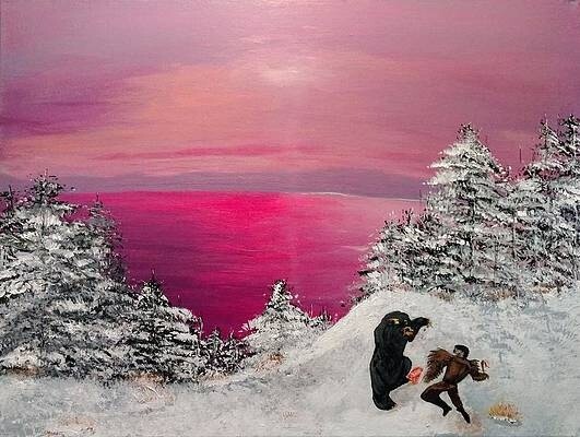 Art Prints by Michele Williamson, Design: Lewis and the Bear, Size: 11&quot; x 17&quot;