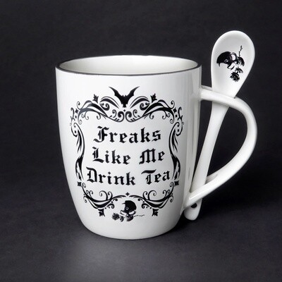 Freaks Like Me Drink Tea - Mug and Spoon Set