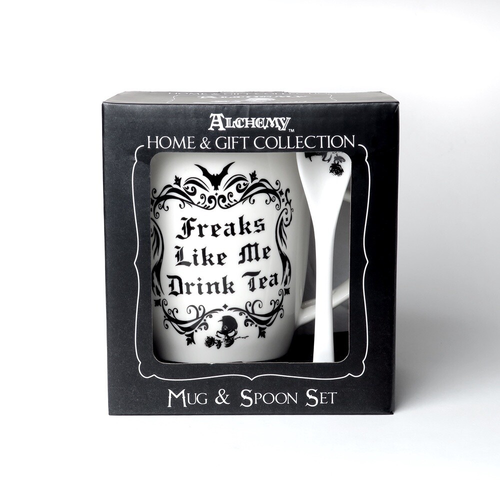 Freaks Like Me Drink Tea - Mug and Spoon Set