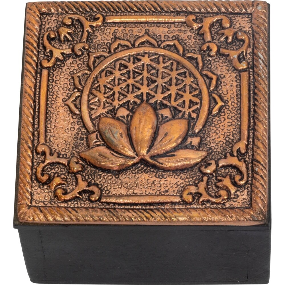 Bronze Metal Trinket Box - Flower of Life