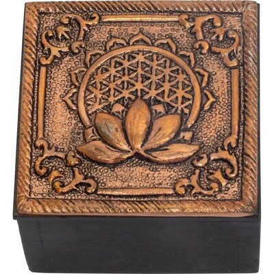 Bronze Metal Trinket Box - Flower of Life