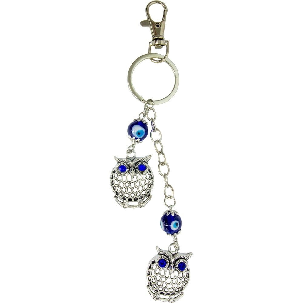 Evil Eye Talisman Key Ring - Double Owl