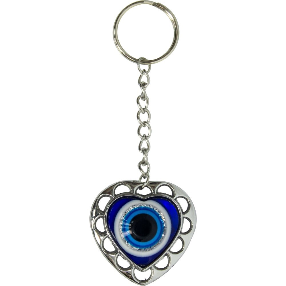 Evil Eye Talisman Key Ring - Puffed Heart
