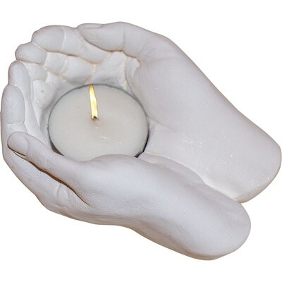 Gypsum Hand T-Light Holder