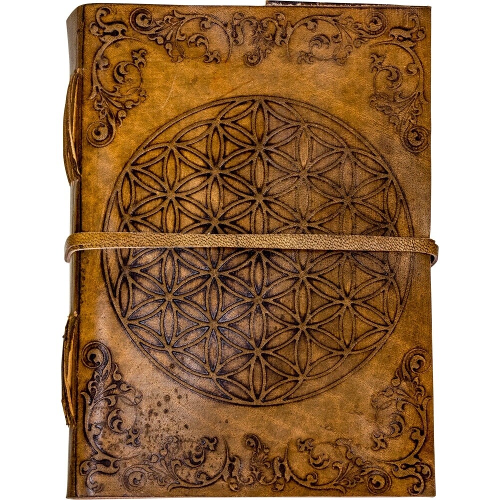 Leather Journal with Strap - Flower of Life