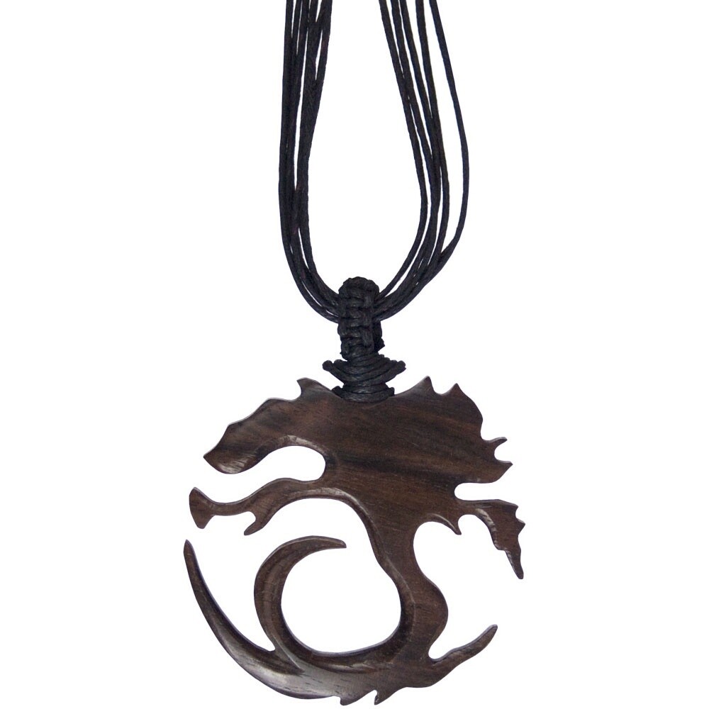 Wood Pendant w/Black Cord Necklace - Tree of Life