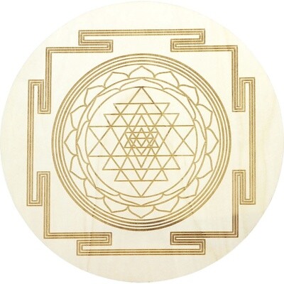 Wood Crystal Grid - Sri Yantra
