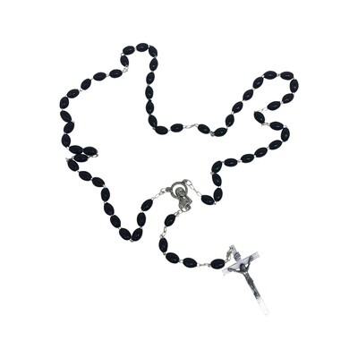 Black Plastic Bead Rosary /ea