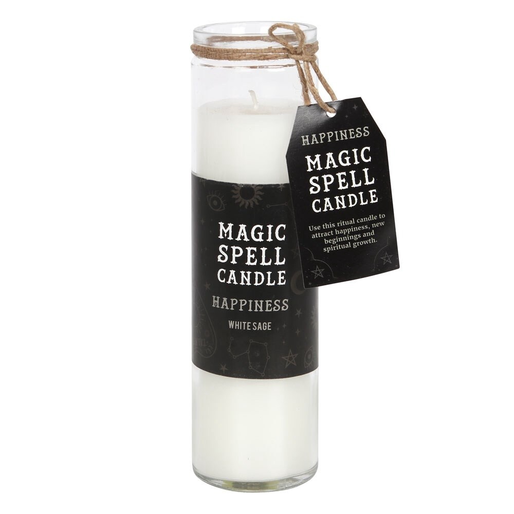 Magic Spell Candle - Happiness - White Sage C/24