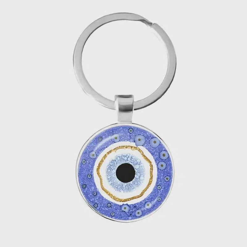 Evil Eye Time Gemstone Key Ring - 2 Color Circles