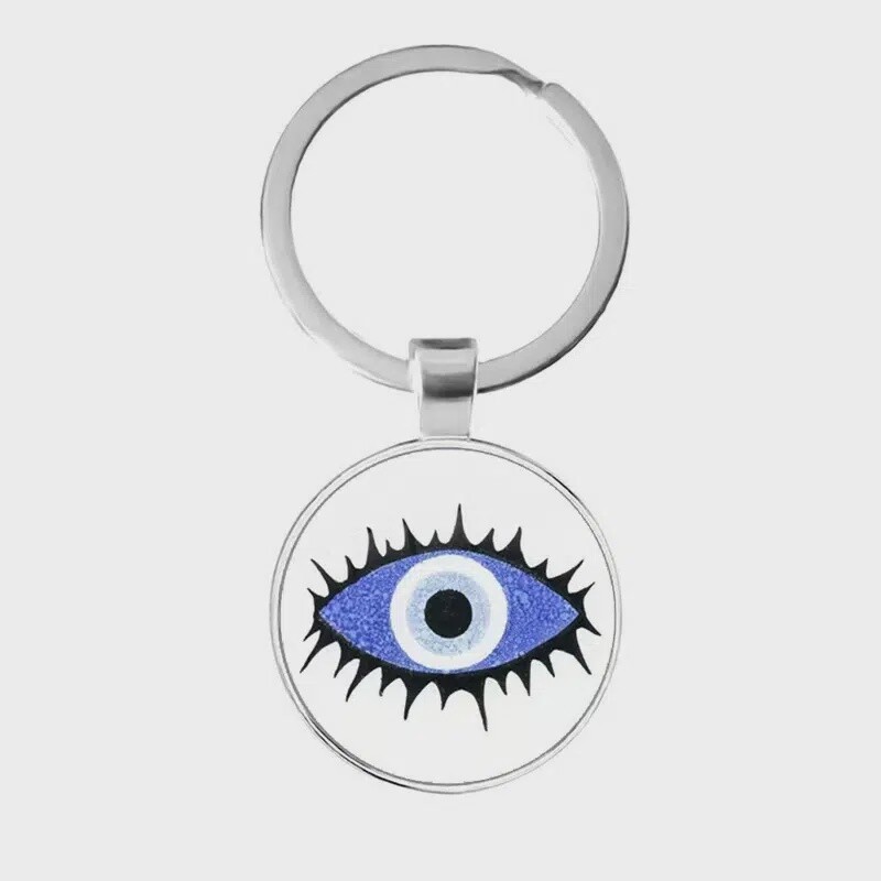 Evil Eye Time Gemstone Key Ring  - 3 Big Eyes