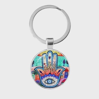Evil Eye Time Gemstone Key Ring  - 6 Palms