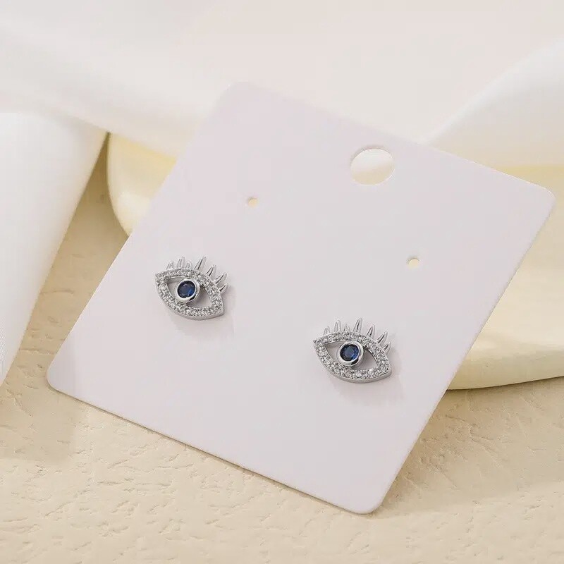 Evil Eye Zirconia Earrings - Silvery