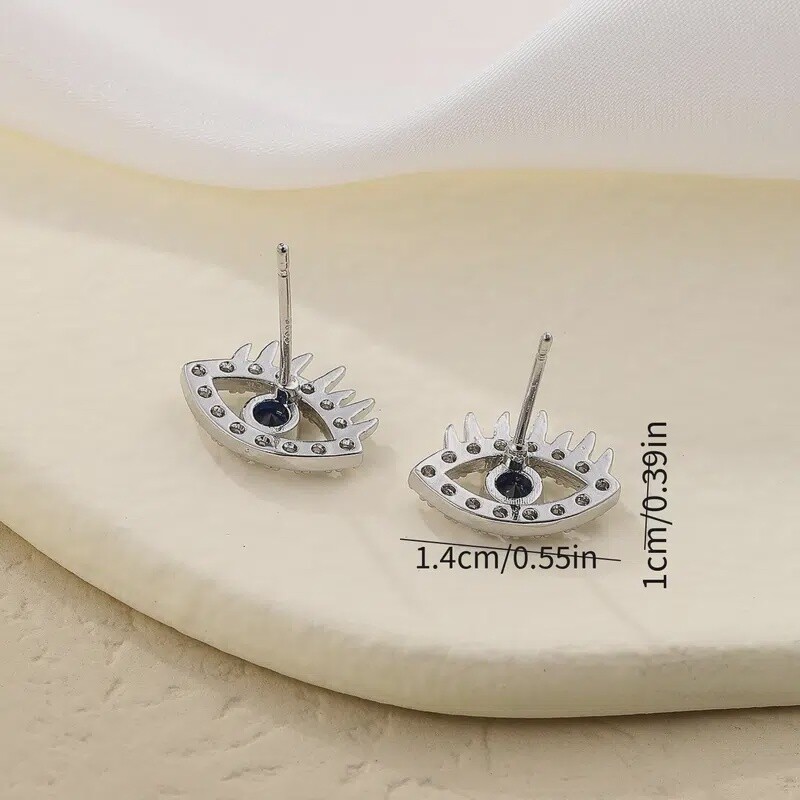 Evil Eye Zirconia Earrings - Silvery