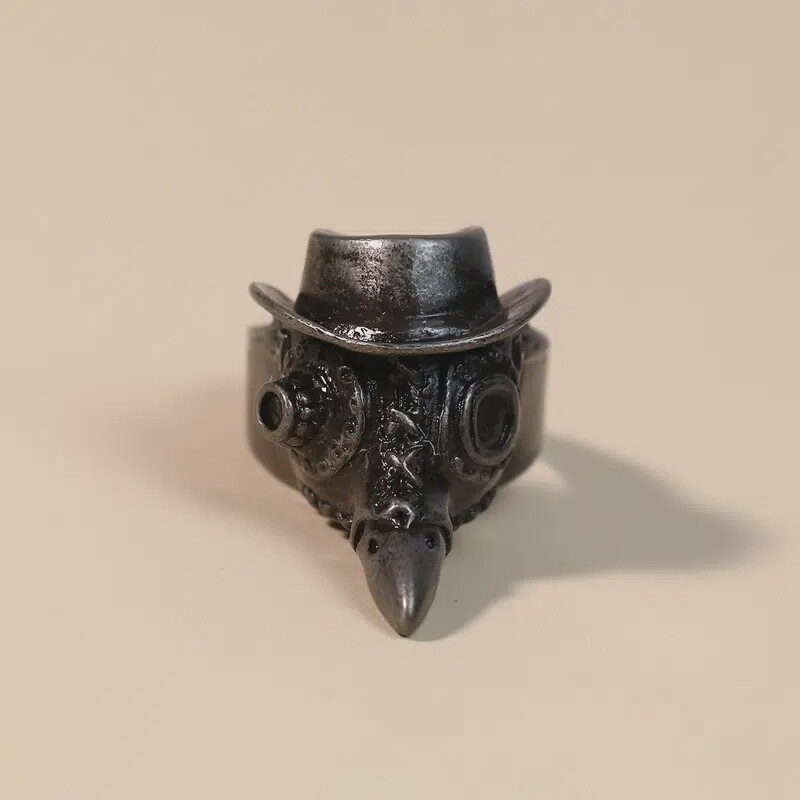 Punk Style Beak Animal Mask Shaped Ring - Black