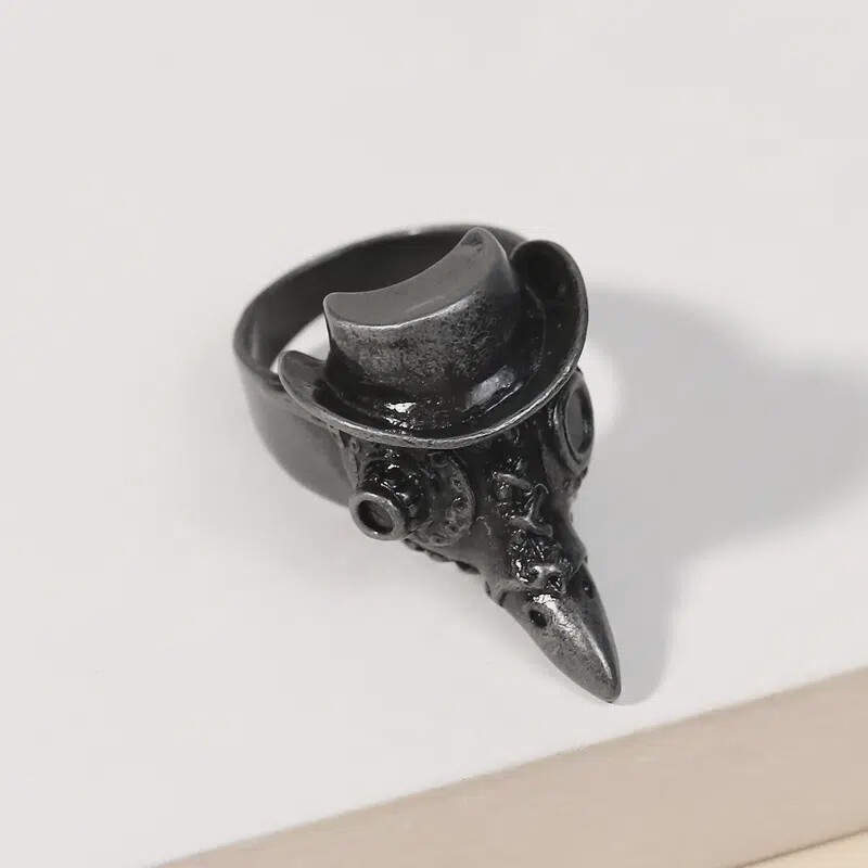 Punk Style Beak Animal Mask Shaped Ring - Black