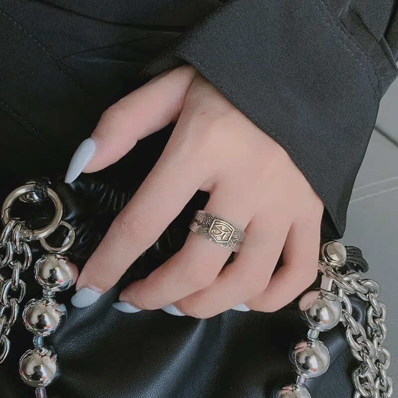 Vintage Golden Tomb Eye Of Rights Ring - Adjustable