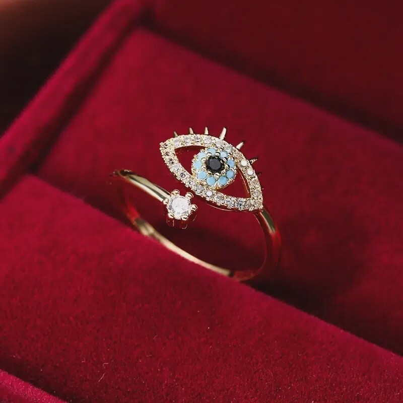 Evil Eye Ring - Copper Zircon Golden