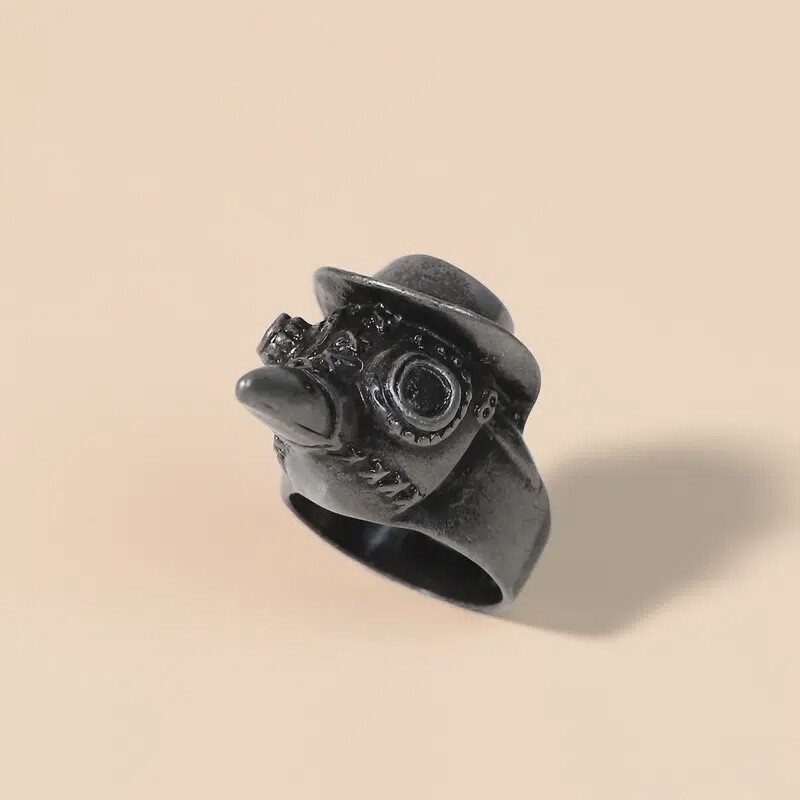 Punk Style Beak Animal Mask Shaped Ring - Black