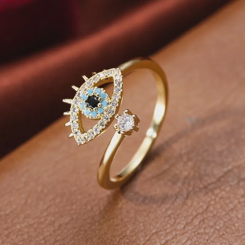 Evil Eye Ring - Copper Zircon Golden