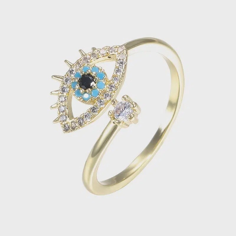 Evil Eye Ring - Copper Zircon Golden