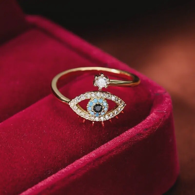 Evil Eye Ring - Copper Zircon Golden