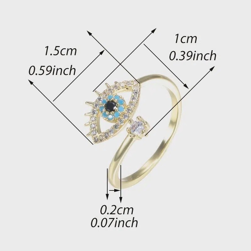 Evil Eye Ring - Copper Zircon Golden
