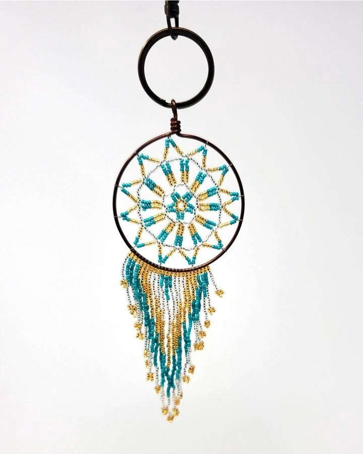 Beaded Dream Catcher Key Ring, Color: GOLD