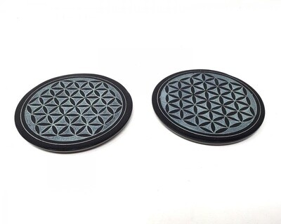 4&quot; Flower of Life Carved Soapstone Stick Burner/Altar Tile